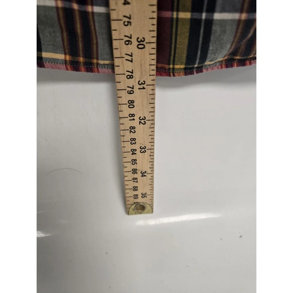 Ralph Lauren Mens Blue Lined Insulated‎ Shirt Red Plaid Madras Patchwork Large